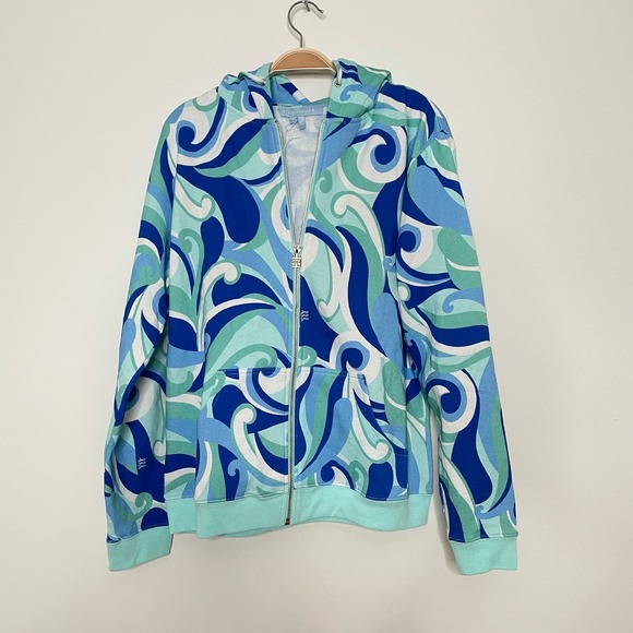NWT Hill House The Allie Zip Up Ocean Kaleidoscope Fleece Small Hoodie - Picture 3 of 10